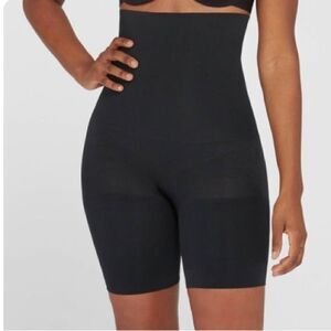 Spanx assets womens remarkable results high waist mid thigh shaper xl black